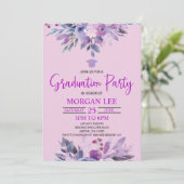 Invitation Purple Lilac Lavender Violet Plum Graduation Party (Debout devant)