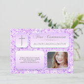 Invitation Purple Lilac Roses Irst Communion Photo personnali (Debout devant)