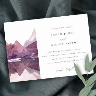 Invitation Purple Lilac Watercolor Mariage du lac Mountain