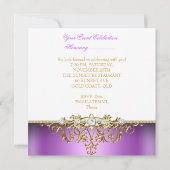 Invitation Purple Lilac White Gold Silver fête d'anniversaire (Dos)