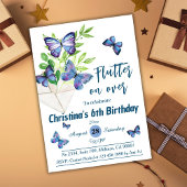 Invitation Purple lilas & papillon bleu thème 6e anniversaire