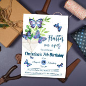 Invitation Purple lilas & papillon bleu thème 7e anniversaire