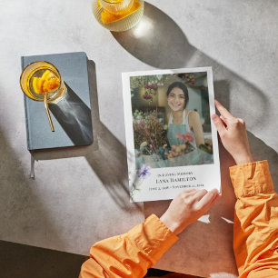 Invitation Purple Lilly Simple Photo Funérailles