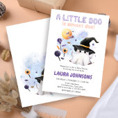 Invitation Purple Little Boo Ghost Witch Baby Shower