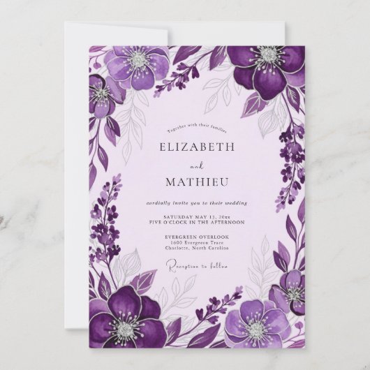 Invitation Purple Luminous Spring Wedding (Devant)