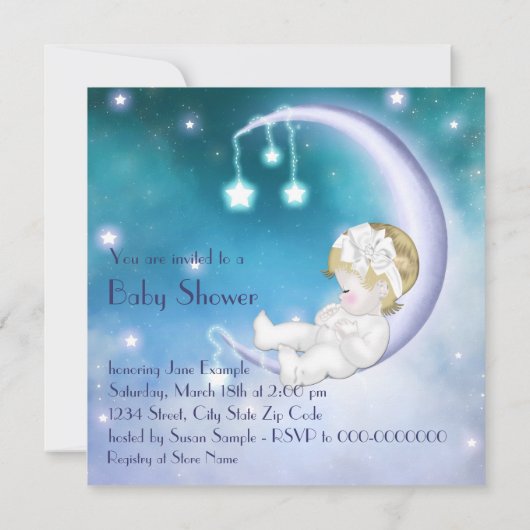 Invitation Purple Lune Baby Girl Douche (Dos)