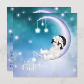 Invitation Purple Lune Baby Girl Douche (Devant / Derrière)