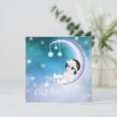 Invitation Purple Lune Baby Girl Douche (Debout devant)