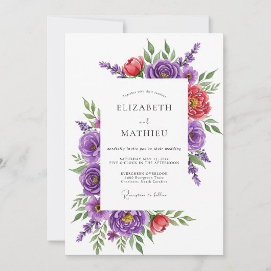 Invitation Purple Magnificent Spring Wedding (Devant)