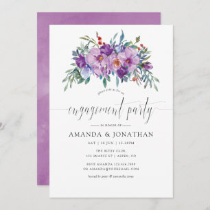 Invitation Purple Magnolias et Roses