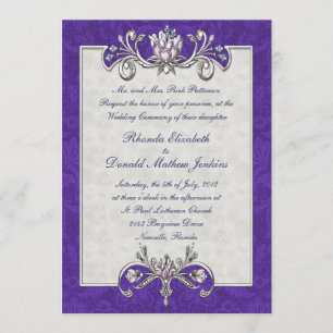 Invitation Purple Mariage damassé