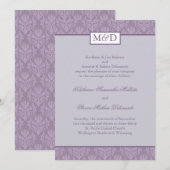 Invitation Purple Mariage damassé (Devant / Derrière)