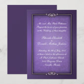 Invitation Purple Mariage damassé (Devant / Derrière)