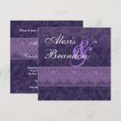 Invitation Purple Mariage damassé G400 (Devant / Derrière)