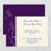 Invitation Purple Mariage de poste de floral d'ivoire kaki (Devant / Derrière)