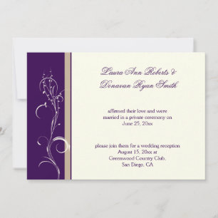 Invitation Purple Mariage de poste de floral d'ivoire kaki