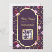 Invitation Purple Marocain Quatrefoil QR Code Mariage musulma (Dos)