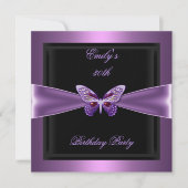 Invitation Purple Mauve Black Butterfly 30e fête d'anniversai (Devant)