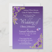 Invitation Purple Mauve Fleurs Mariage Suite (Devant)