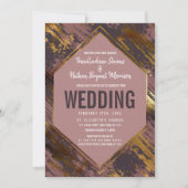 Invitation Purple Mauve Gold Brushstrokies Mariage moderne (Devant)