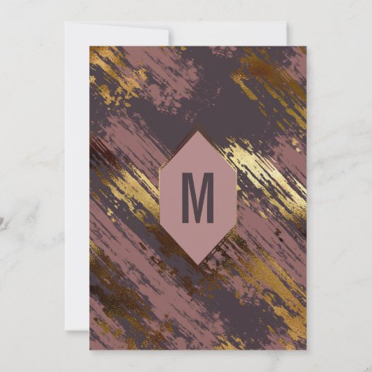 Invitation Purple Mauve Gold Brushstrokies Mariage moderne (Dos)