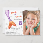 Invitation Purple Mermaid Tail Splash Summer Girl Anniversair (Devant)