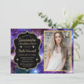 Invitation Purple Midnight Crystal Galaxy Quinceanera photo (Debout devant)