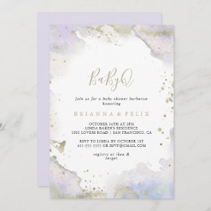 Invitation Purple minimaliste BabyQ Baby shower Barbecue