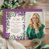 Invitation Purple Mint Green Floral 50e anniversaire Photo
