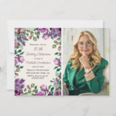 Invitation Purple Mint Green Floral 80e anniversaire Photo (Devant)
