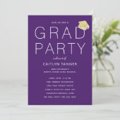 Invitation Purple Modern Simple Photo Graduation Party (Debout devant)