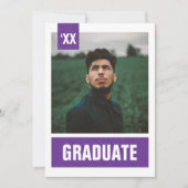 Invitation Purple Modern Textured Photo Graduation (Devant)