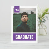 Invitation Purple Modern Textured Photo Graduation (Debout devant)
