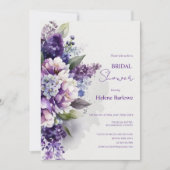 Invitation Purple Moderne Botanique Élégante Fête des mariées (Devant)