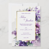 Invitation Purple Moderne Chic Floral Élégant Mariage Boho (Devant)