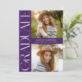 Invitation Purple Moderne Élégant Trois Diplômes Photo (Debout devant)