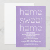 Invitation Purple Moderne Sweet Accueil Fête de chauffage dom (Devant / Derrière)