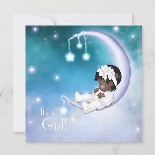 Invitation Purple Moon Ethnique Baby Girl Douche (Devant)