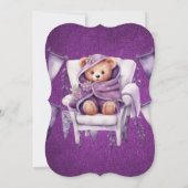 Invitation Purple mou Teddy Ours Fille Baby shower (Dos)