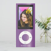 Invitation Purple MP3 Music Player Birthday (Debout devant)