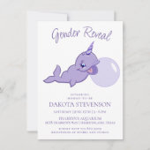 Invitation Purple Narwhal | Lilac Magic Sea Bubble Gum (Devant)