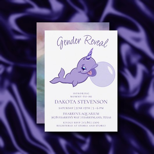 Invitation Purple Narwhal | Lilac Magic Sea Bubble Gum