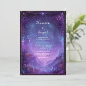 Invitation Purple Nebula Celestial Galaxy Vista Wedding (Debout devant)