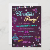 Invitation Purple Neon Fête de Noël moderne (Devant)