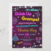 Invitation Purple Neon Fête de Noël moderne (Devant)