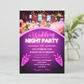 Invitation Purple Neon Lumières Moderne Mariage soirée (Debout devant)