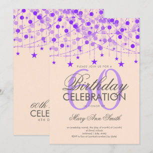 Invitation Purple N'Importe Quel Âge Anniversaire Chaîne Lumi