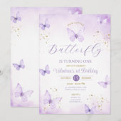 Invitation Purple Notre Petit Papillon tourne un Or (Devant / Derrière)