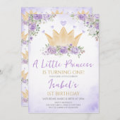 Invitation Purple Notre Petite Princesse Anniversaire (Devant / Derrière)