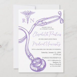 Invitation Purple Nursing School Graduation Party